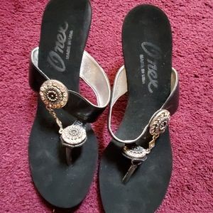 Designer heeled Flip flop Style with silver heels